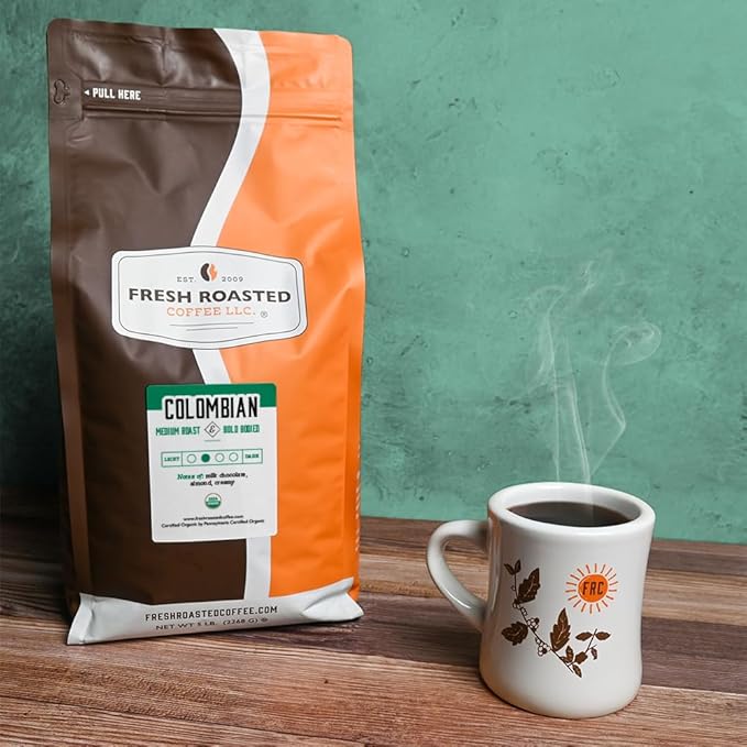 Fresh Roasted Coffee, Organic Colombian | USDA Organic, 100% Single Origin, Kosher | Medium Roast 5