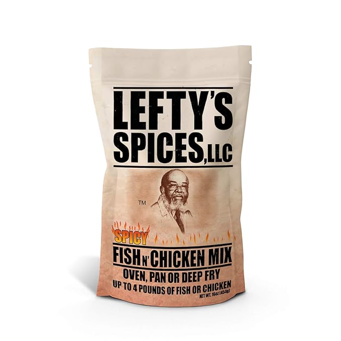 Lefty's Spicy Fish & Chicken Mix | Air Fry and Oven Baked Seasoned Coating Mix for Fish, Chicken
