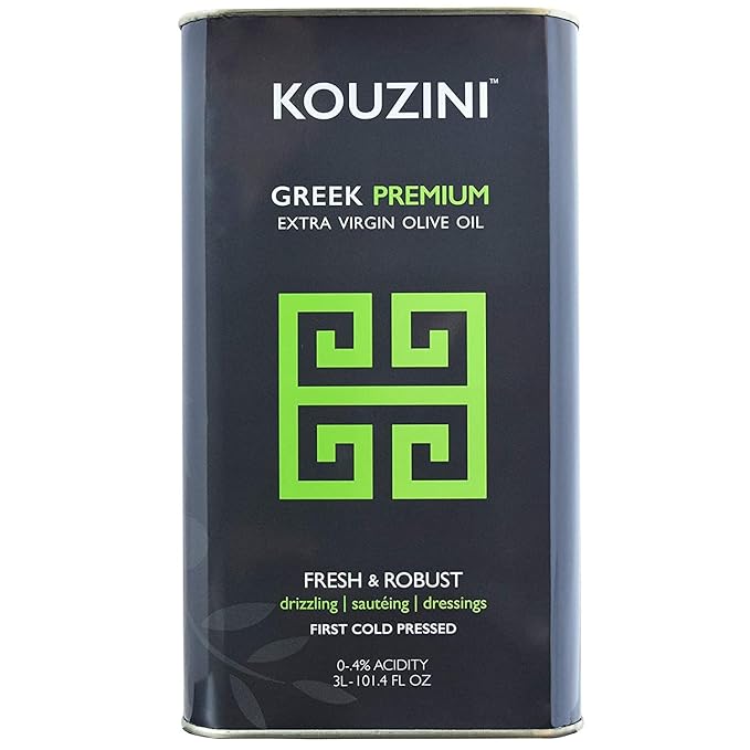 Kouzini Greek Premium Extra Virgin Olive Oil, 3 Liter Tin, Cold Pressed, Single Origin, Rich Flavor