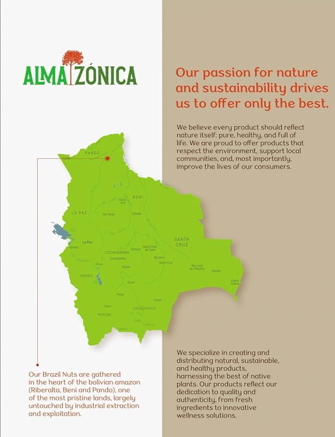 ALMA ZÓNICA – Raw unsalted premium Brazil Nuts, 1 pound (16oz) | Unsalted, Gluten-Free, Kosher |