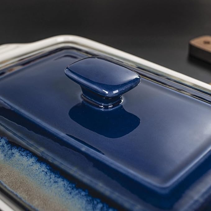 LOVECASA 4.5 Quart Ceramic Casserole Dish with Lid, 9x13 Baking Dish for Oven, Lasagna Pan Deep