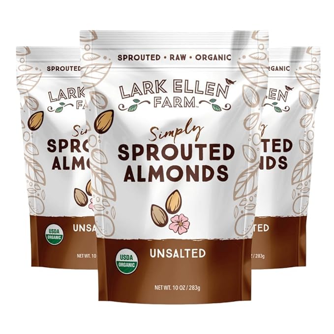 Lark Ellen Farm Raw Almonds, Sprouted Unsalted, Steam Pasteurized, Certified USDA Organic