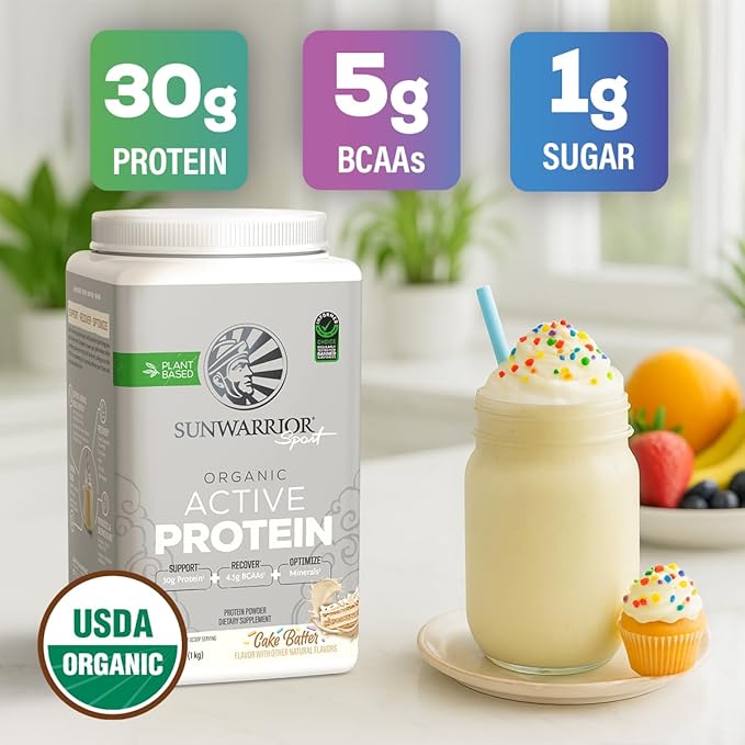 Sunwarrior Organic Plant Based Protein Powder | Vegan Organic Protein Powder with BCAA Amino Acids