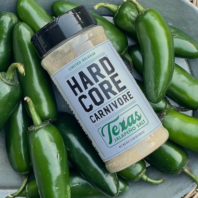 Hardcore Carnivore Texas Jalapeño Salt: Spicy All -Purpose Seasoning Blend (11 oz Shaker)