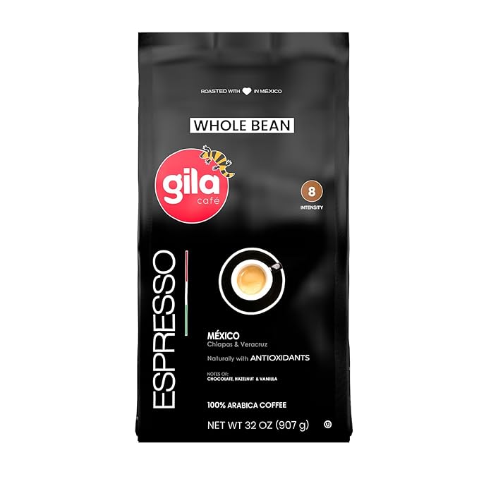 gila café Whole Beans Coffee Medium Roast Espresso 32oz (1-Pack) - 100% Mexican Arabica Roasted