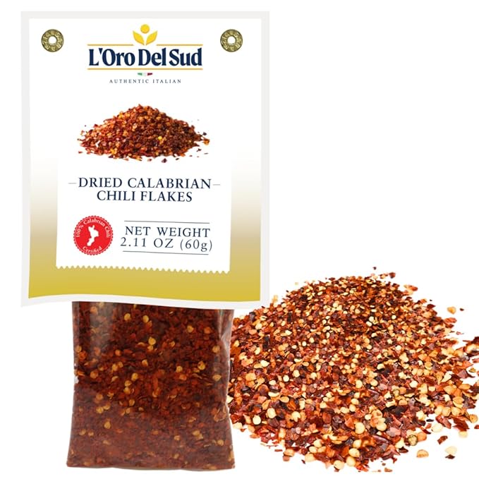Dried Calabrian Chili Flakes, 2.11 oz (60 g), Crushed Hot Chili Peppers, Non-GMO, Calabrian Chili