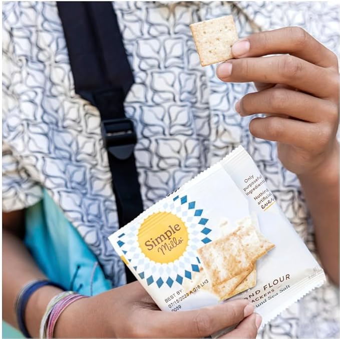 Simple Mills Almond Flour Crackers Snack Packs, Sea Salt, Gluten Free, Flax Seed, Sunflower Seeds