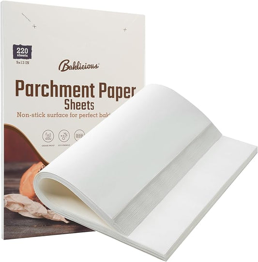 220 Pcs 9x13 In Parchment Paper Sheets, Baklicious Pre-Cut Non-Stick Parchment Baking Paper for Air