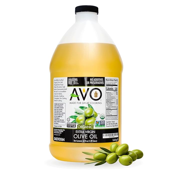 AVO ORGANIC EXTRA VIRGIN OLIVE Oil, 64 Fl-oz (Half Gallon) NO preservatives added