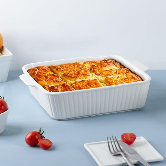 Casserole Dishes for Oven, 10'' Square Casserole Baking Dish, 2 Pack Ceramic Baking Dishes