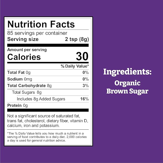 Wholesome Sweeteners 24-Ounce Organic Dark Brown Sugar, Fair Trade, Non GMO, Gluten Free & Vegan