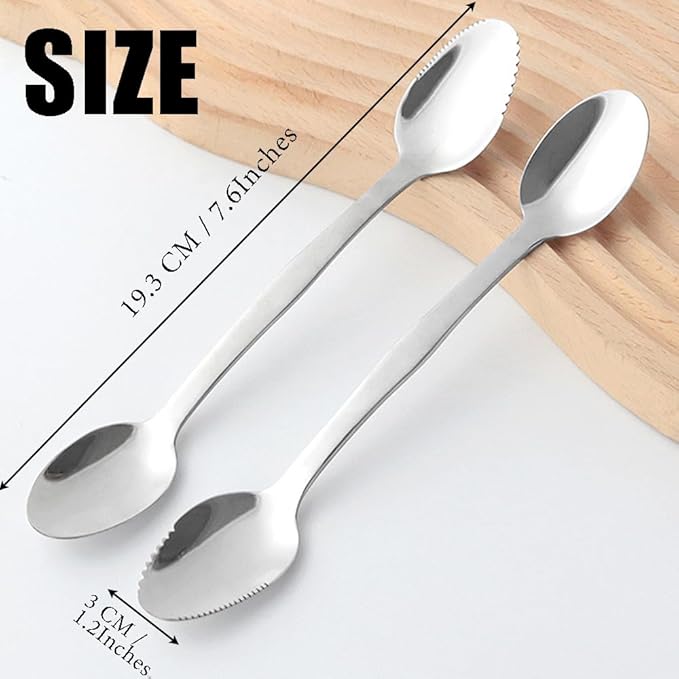 Double End Grapefruit Spoons,Stainless Steel Fruit Spoon Utensil Set,Serrated Edges Ice Cream