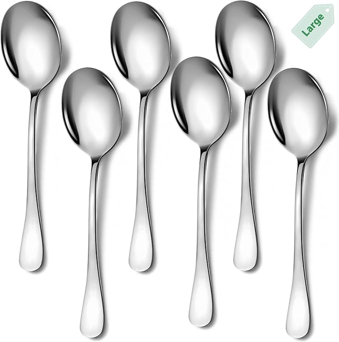 Stainless Steel Serving Spoons Set, 6pc, 10-Inch, Includes 6 Large Spoons, for