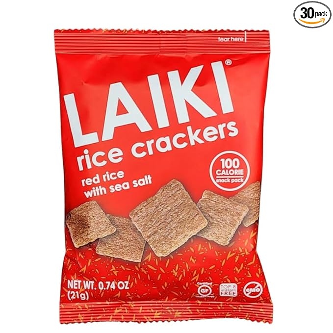 Gluten Free Rice Crackers - Red | Low Sodium Healthy Snack | Vegan SEED-OIL FREE Snack | NON-GMO |