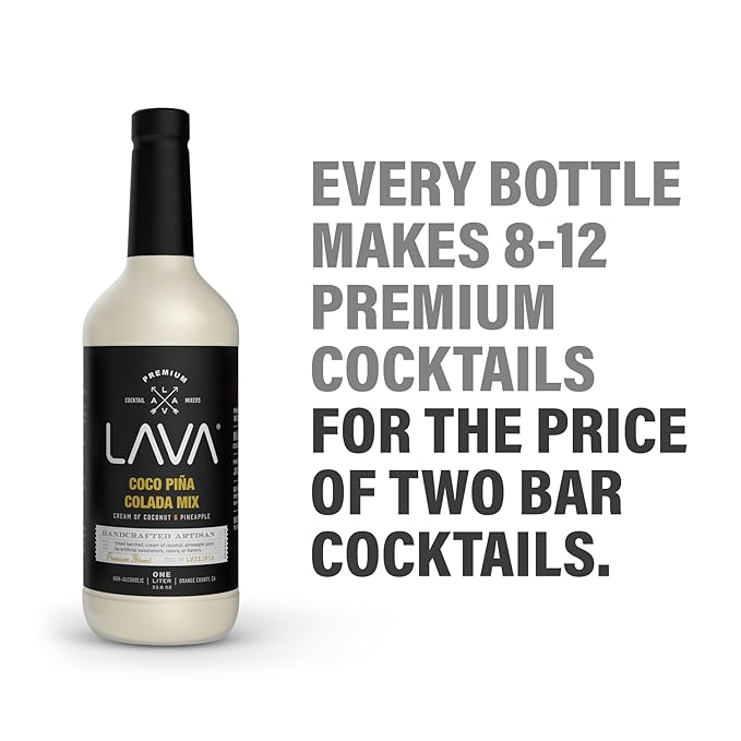 LAVA Premium Coco Pina Colada Made with Cream of Coconut and Real Pineapple, No Artificial