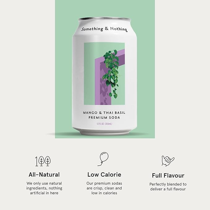 Something & Nothing Mango & Thai Basil Flavored Sparkling Water | Lightly Carbonated & Full of