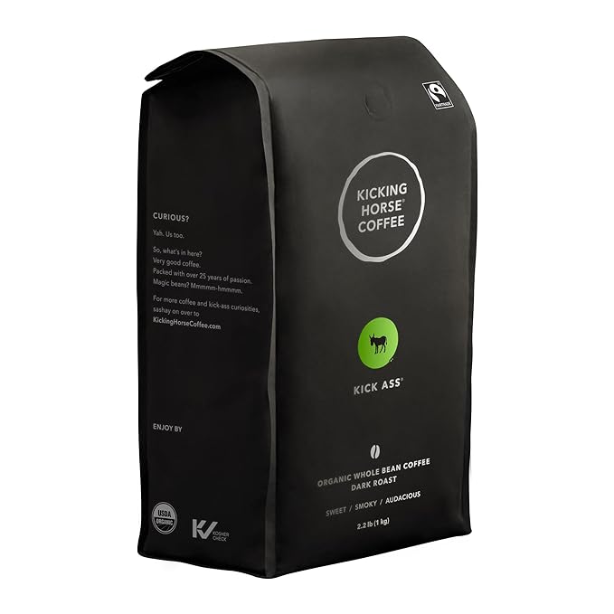 Kicking Horse Coffee, Kick Ass, Dark Roast, Whole Bean, Certified Organic, Fairtrade, Kosher
