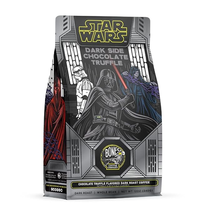 Bones Coffee Company Star Wars Dark Side Chocolate Truffle Flavored Coffee, Medium Roast Low Acid