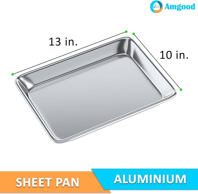 Pack of 12 | 10 in. x 13 in. Quarter Size Aluminum Bun. / Sheet Pan | Ideal for baking, roasting