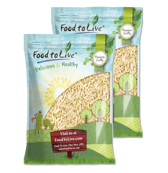 Food to Live - Blanched Slivered Almonds, 18 Pounds Chopped Raw Blanched Almonds, Unsalted, Vegan
