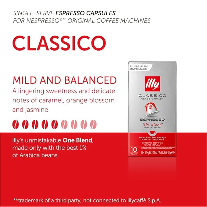 Illy Espresso Compatible Capsules - Single-Serve Coffee Capsules & Pods - Classico Roast - Notes Of