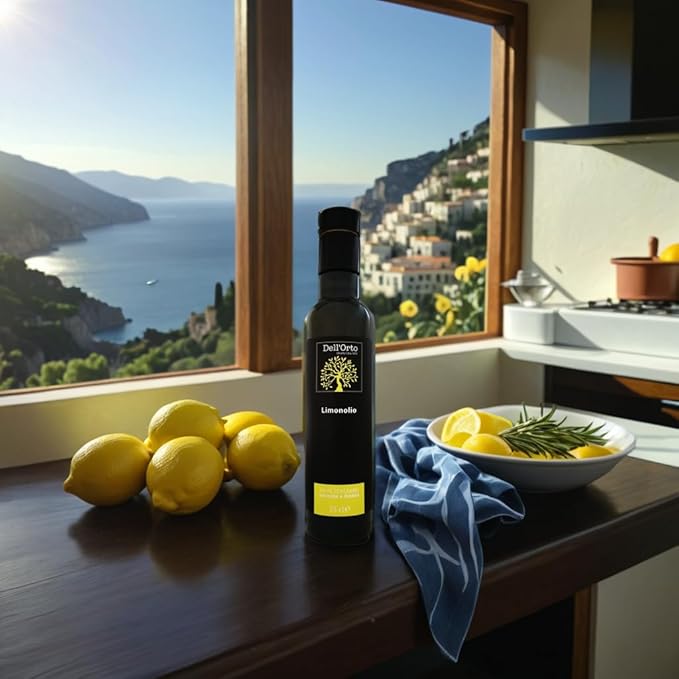 Dell'Orto Limonolio Lemon Olive Oil Extra Virgin (250ml) | Amalfi Coast Lemons, Cold Pressed