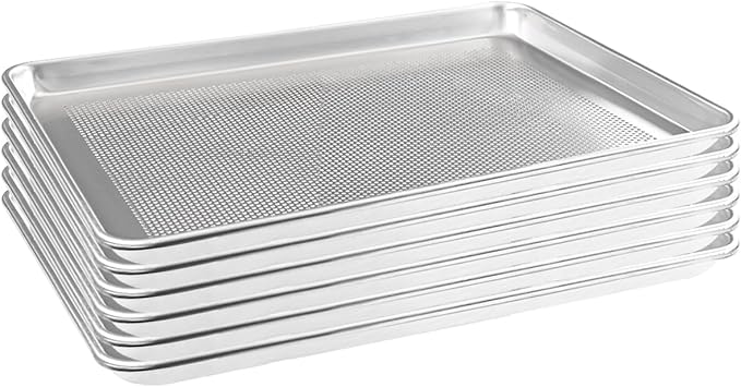HARDURA Aluminum Perforated Baking Sheet Pan 18”L X 13”W X 1”H Cookie Sheet, 6Packs, For Oven in