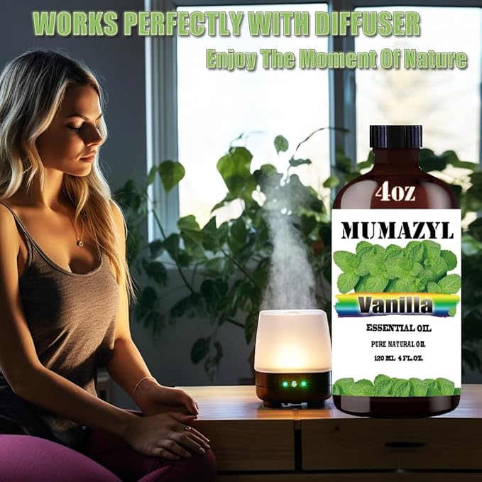 Vanilla Essential Oil, Vanilla Oil 4 Fl Oz 120ML for Diffuser Humidifier Yoga Cleaning DIY Candle
