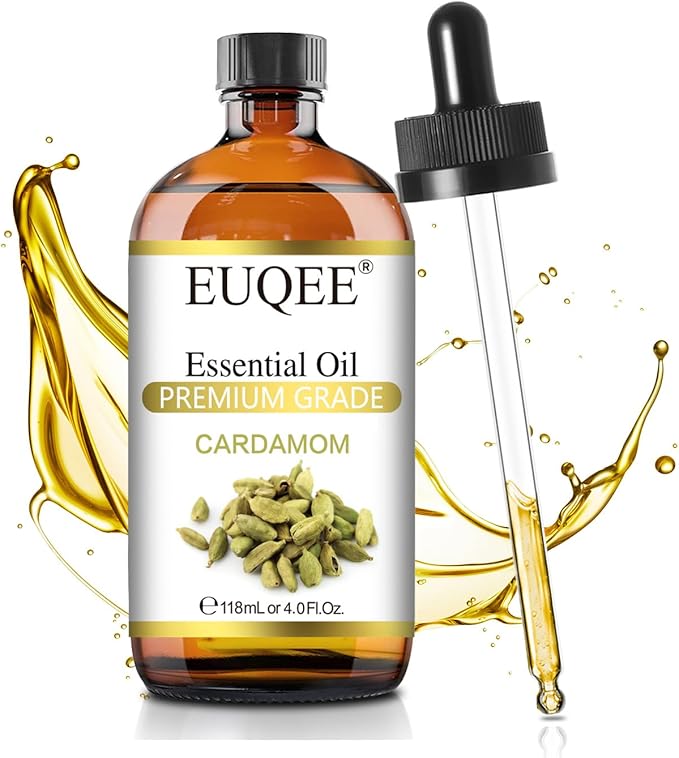 Cardamon Essential Oil 118 ml Large Bottle Premium Cardamon Oil with Glass Dropper, Great for