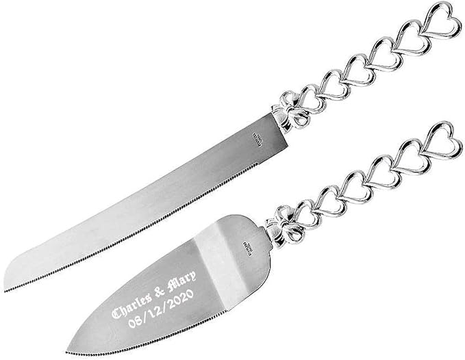 GIFTS INFINITY Personalized Wedding Cake Knife and Server Set Free Engraving - Valentine's