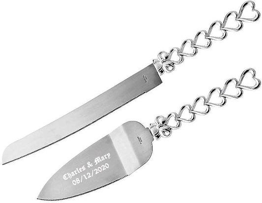 GIFTS INFINITY Personalized Wedding Cake Knife and Server Set Free Engraving - Valentine's