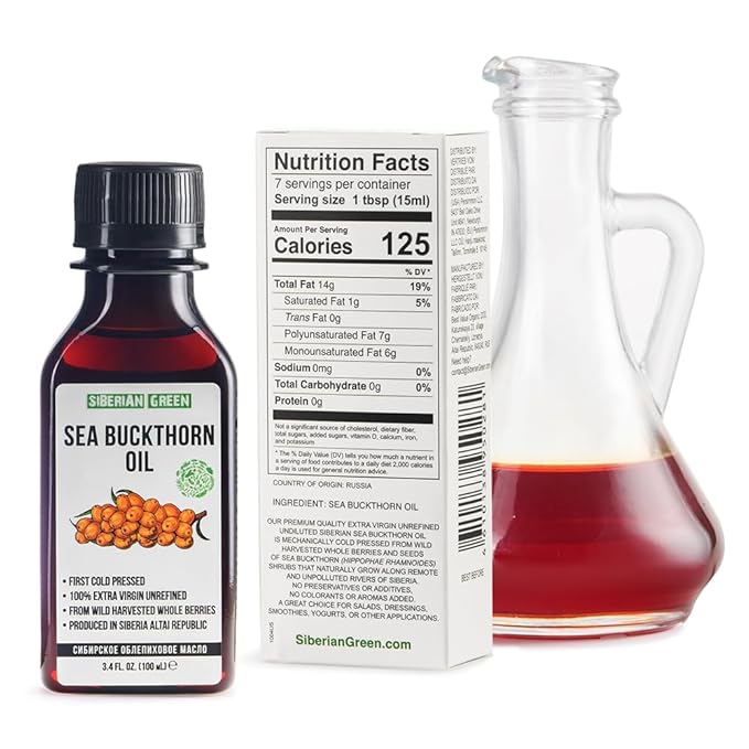 Siberian Sea Buckthorn Oil | 100% Natural Extra Virgin Cold Pressed 100 ml / 3.4 fl oz | Unrefined