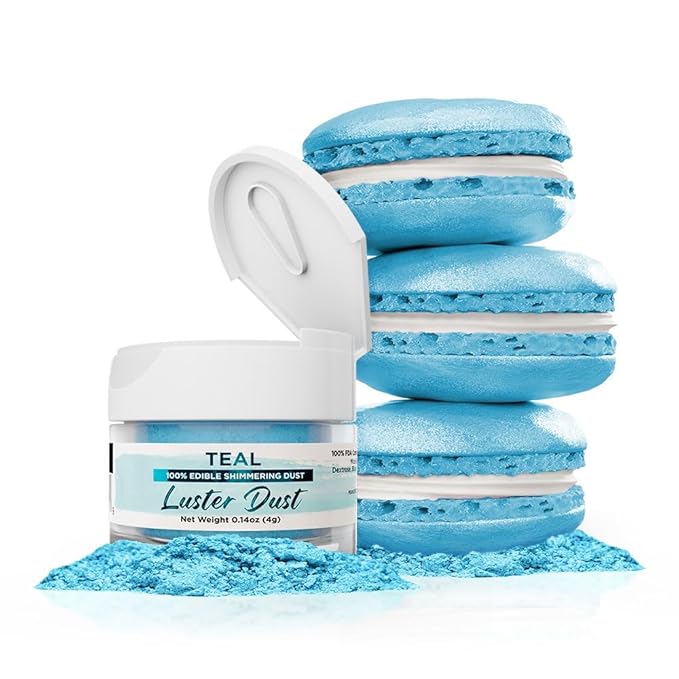 Luster Dust - Teal (4g 1x Jar) | Edible Vegan Dust & Paint for Cake Decorating, Ice Cream