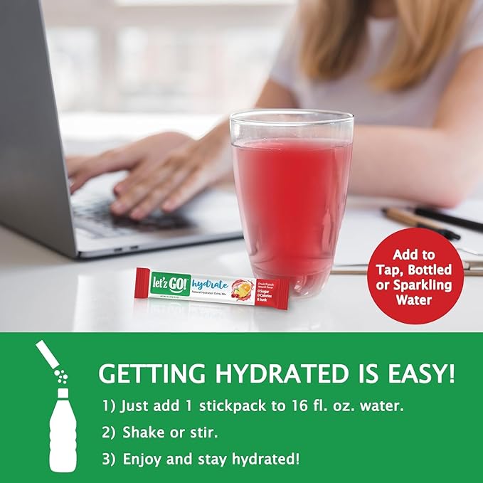 Let'z Go! Hydrate- Natural Hydration + Electrolyte Drink Mix- Hydration + Electrolytes +
