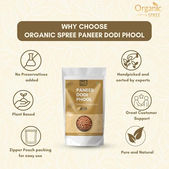 Organic Spree Paneer Dodi Phool 150g – Withania Coagulans – Pure Indian Rennet for Metabolic