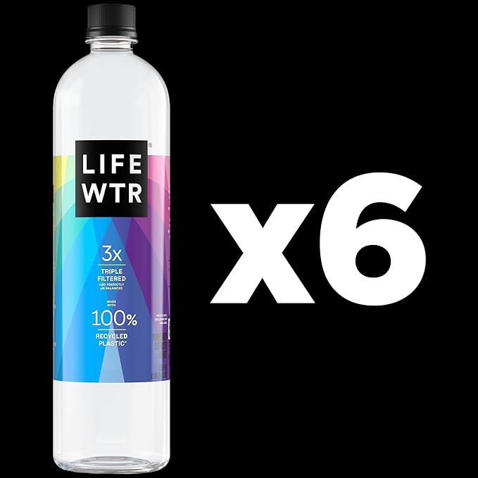 LIFEWTR Premium Purified Water, pH Balanced with Electrolytes, 100% recycled plastic bottles, 33.8