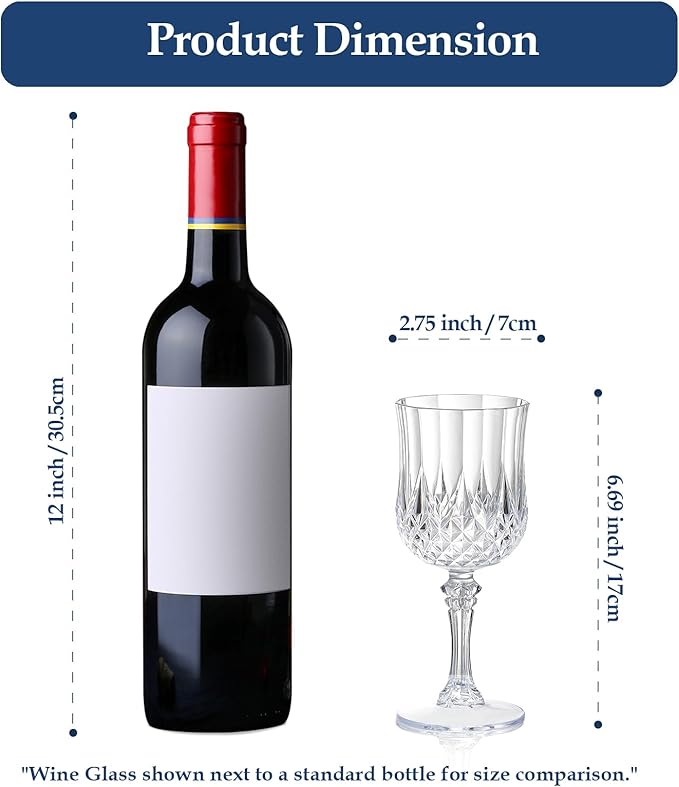 XUWAIDSGN 24 Pcs 7oz Plastic Vintage Wine Glasses Drinking Glasses Unbreakable Wedding Glassware
