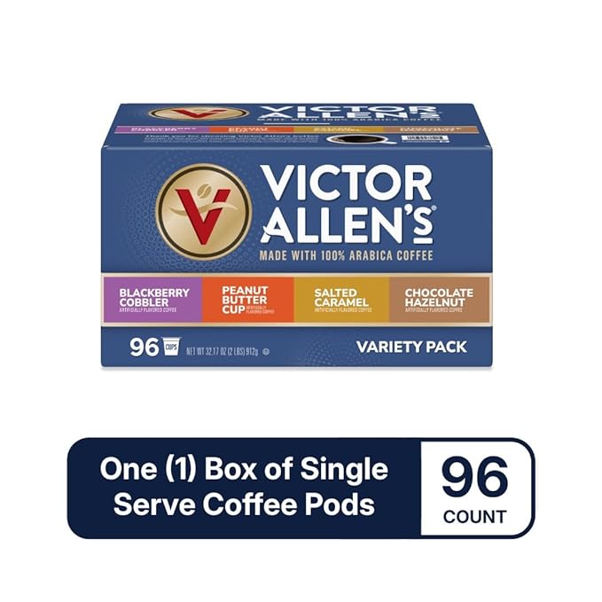 Victor Allen's Coffee Sweet and Salty Flavored Coffee Variety Pack 96 Count, Single Serve Coffee