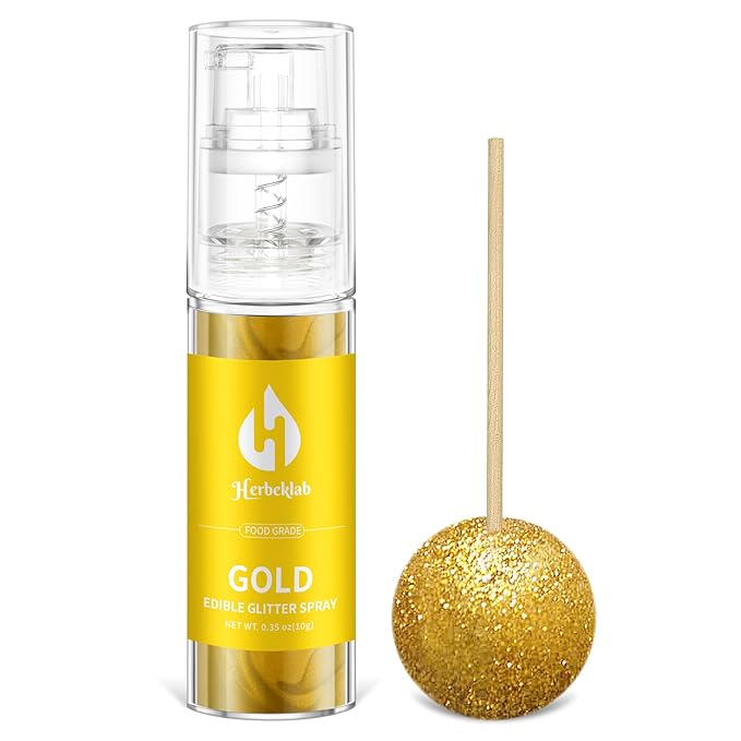 Gold Edible Glitter Spray - 10g Herbeklab Edible Gold Glitter for Cakes Food Grade Metallic Shimmer