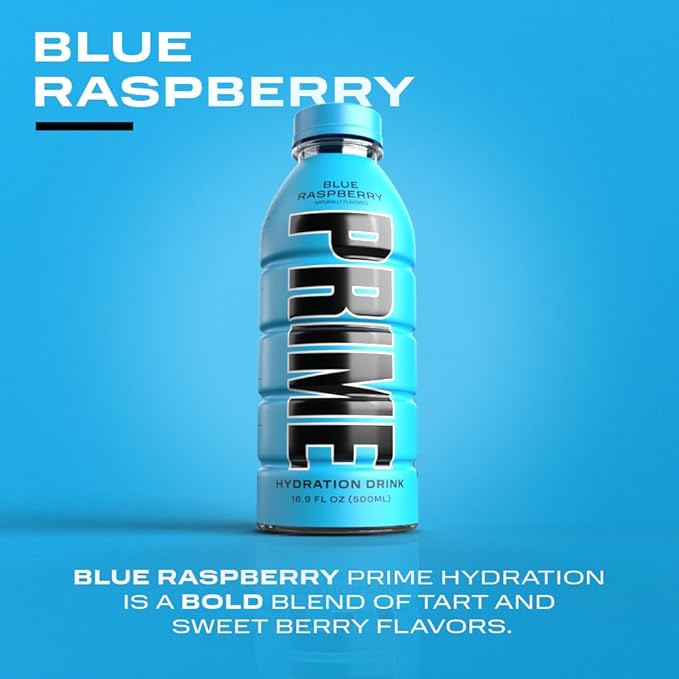 PRIME Hydration BLUE RASPBERRY, Sports Drinks, Electrolyte Enhanced for Replenishing Fluids, 250mg