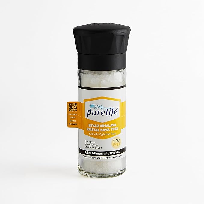 Purelife Himalayan Salt White Coarse Kosher Unrefined - Gourmet Natural Crystal Rock Salt with