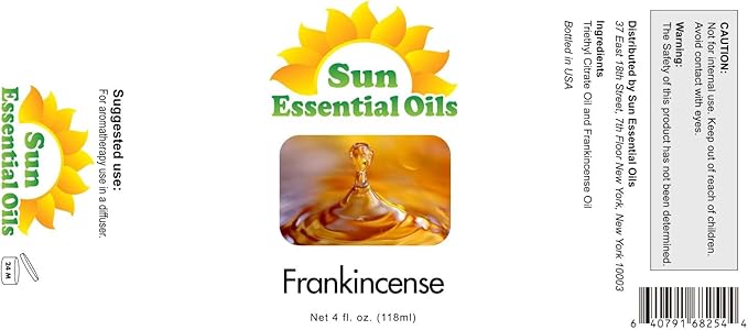 Sun Essential Oils ??4 oz Frankincense Essential Oil with Dropper for Diffuser, Skin, Face