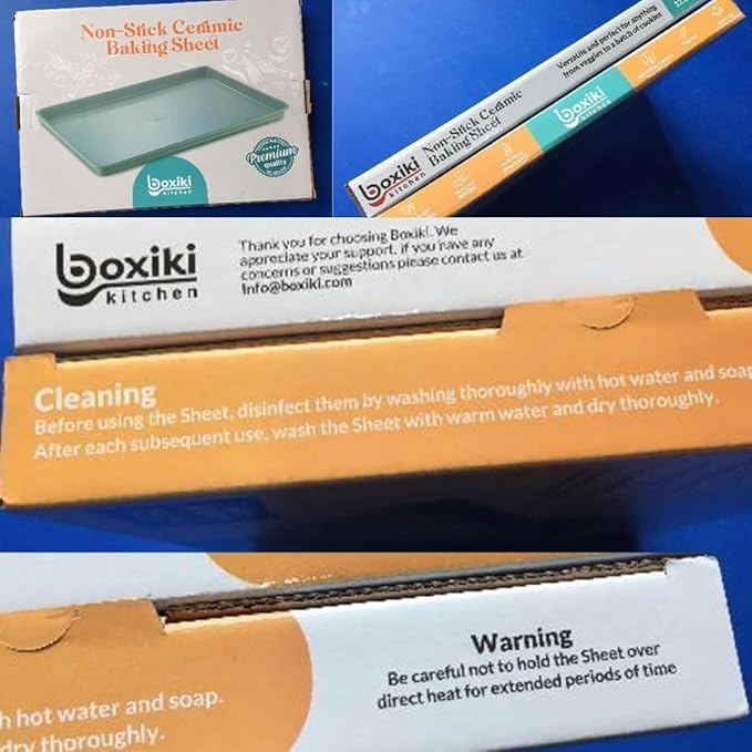 Boxiki Kitchen Non-Stick Ceramic Baking Sheet - Slick & Non-Toxic Ceramic Coating, PTFE & PFOA Free