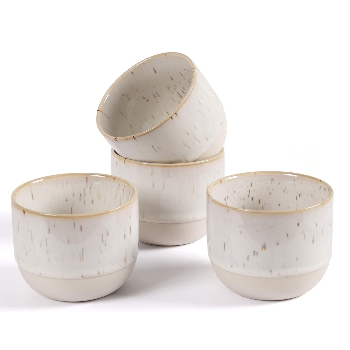 ZEBERBO Double-Wall Espresso Cups, Set of 4, Speckled White