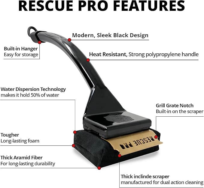 Grill Rescue BBQ Replaceable Scraper Cleaning Head, [Rescue-Upgraded], Bristle Free, Durable and