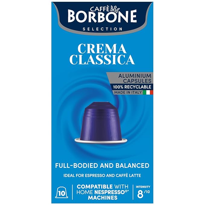 Caffe Borbone Aluminum Coffee Pods Compatible with Nespresso Original Machines, Crema Classica