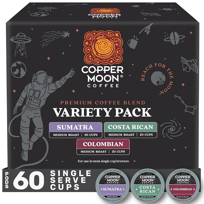 Copper Moon Single Serve Coffee Pods For Keurig K-Cup Brewers, Variety Pack (Colombian, Costa