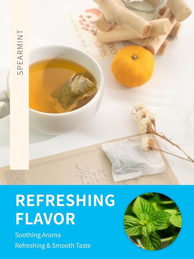 TeeLux Spearmint Tea Bags, Natural Spearmint Leaf Herbal Tea, Refreshing & Smooth Mint Tea