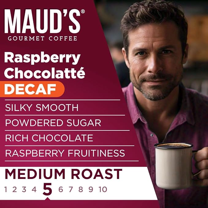 Maud's Decaf Raspberry Chocolate Flavored Coffee Pods, 18 ct, Decaffeinated Medium Roast Flavored