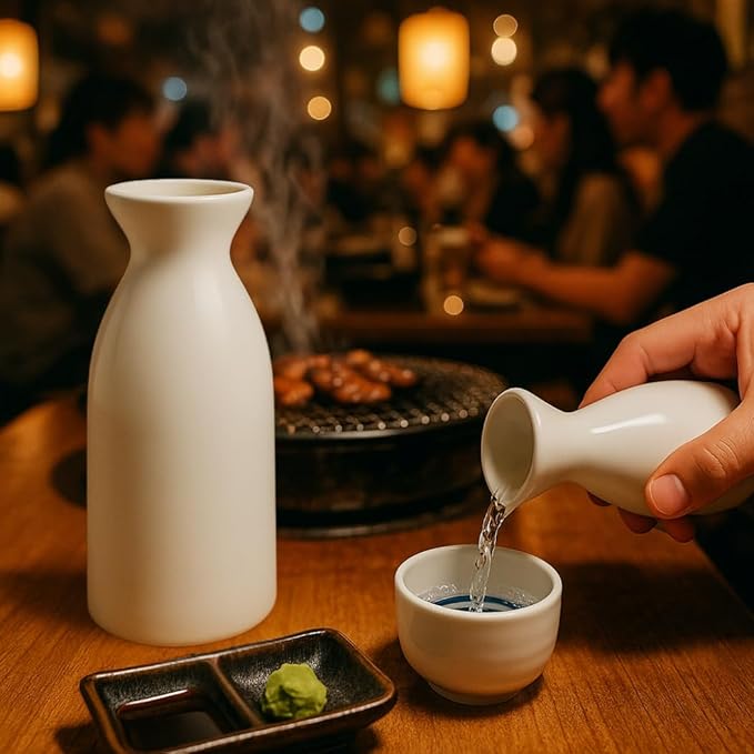 JapanBargain 2722, White Porcelain Sake Carafe Sake Bottle for Cold Sake and Hot Sake Microwave